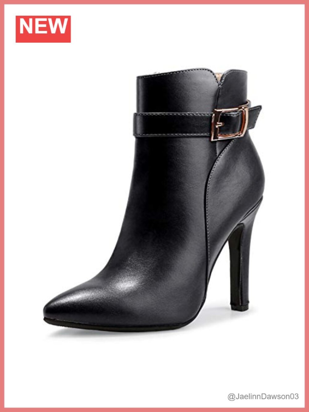 IDIFU Women's Pointed Toe Stiletto High Heels Ankle Booties with Buckle